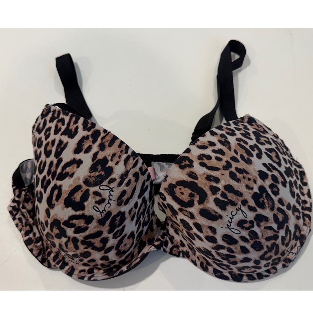 Juicy Couture Intimates Leopard Print Push Up Bra 40D Brown Black 2801-134